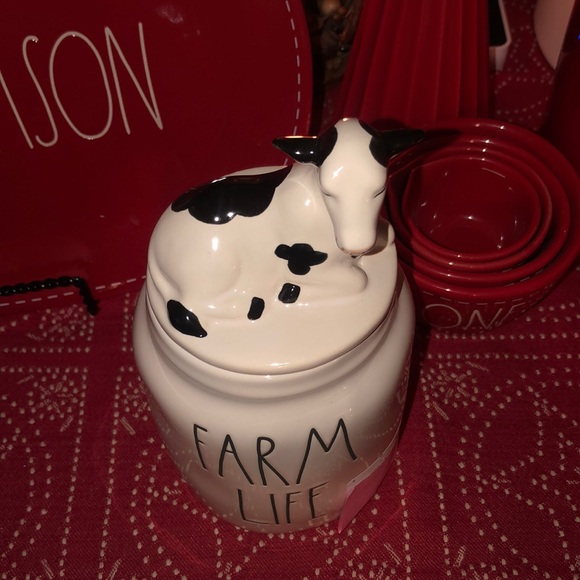 Rae Dunn FARM LIFE Baby Canister with Cow Topper - Picture 2 of 8